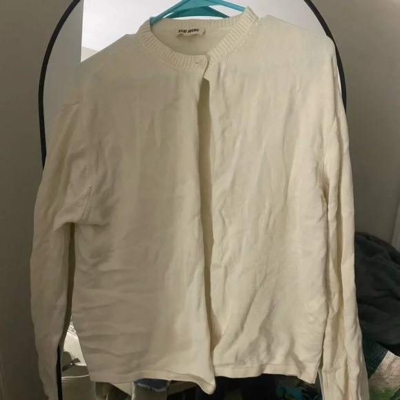 Djerf Avenue Button Up Cardigan Cream S - Picture 4 of 5